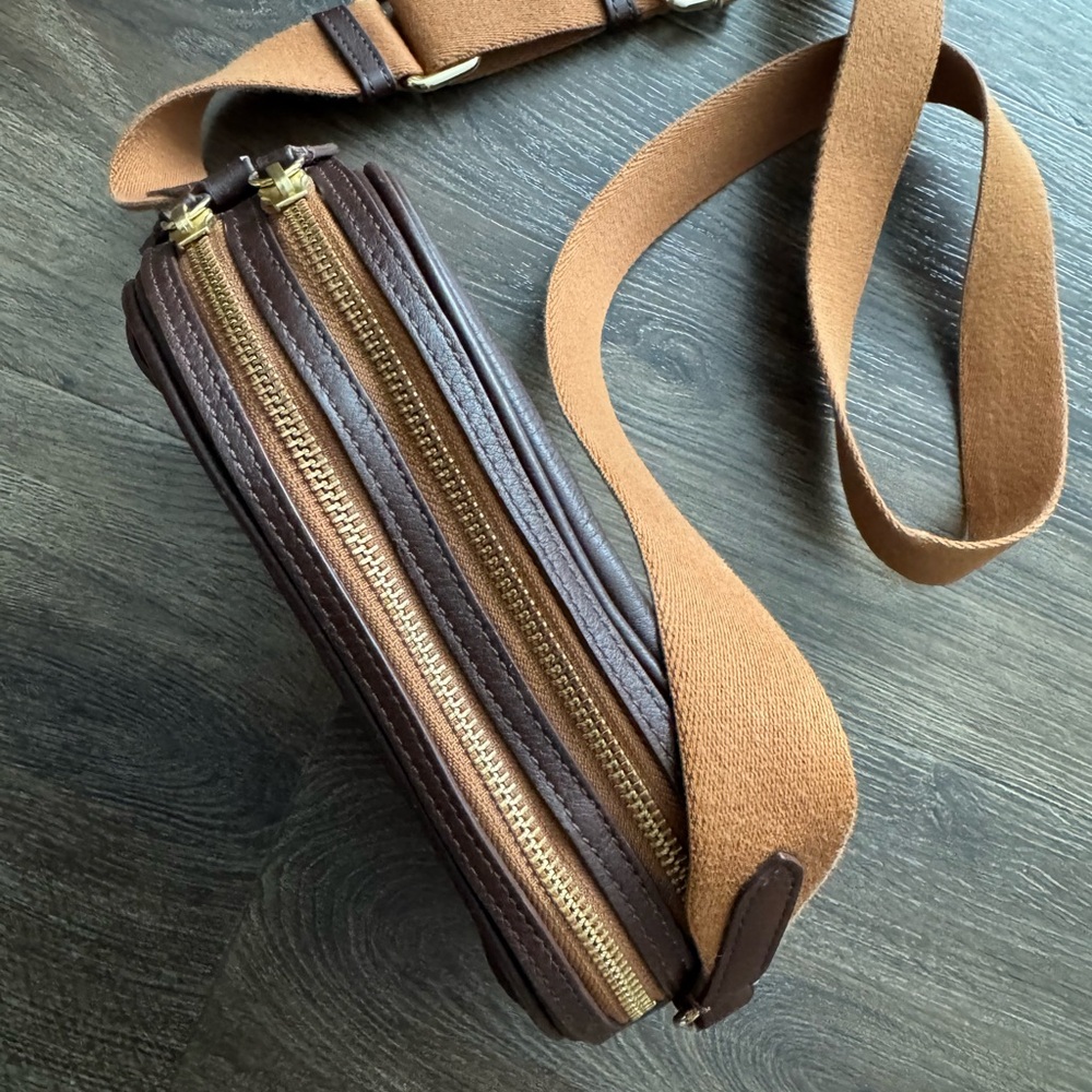 New! Natural leather. Brown Leather Crossbody Bag - Picture 4 of 9